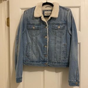 Shearling Denim Bomber Jacket